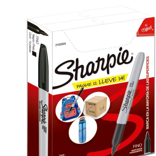 MARCADOR PERM. DELG. PLAST. SHARPIE P.F.NGO.PAQ. 122 SHARPI